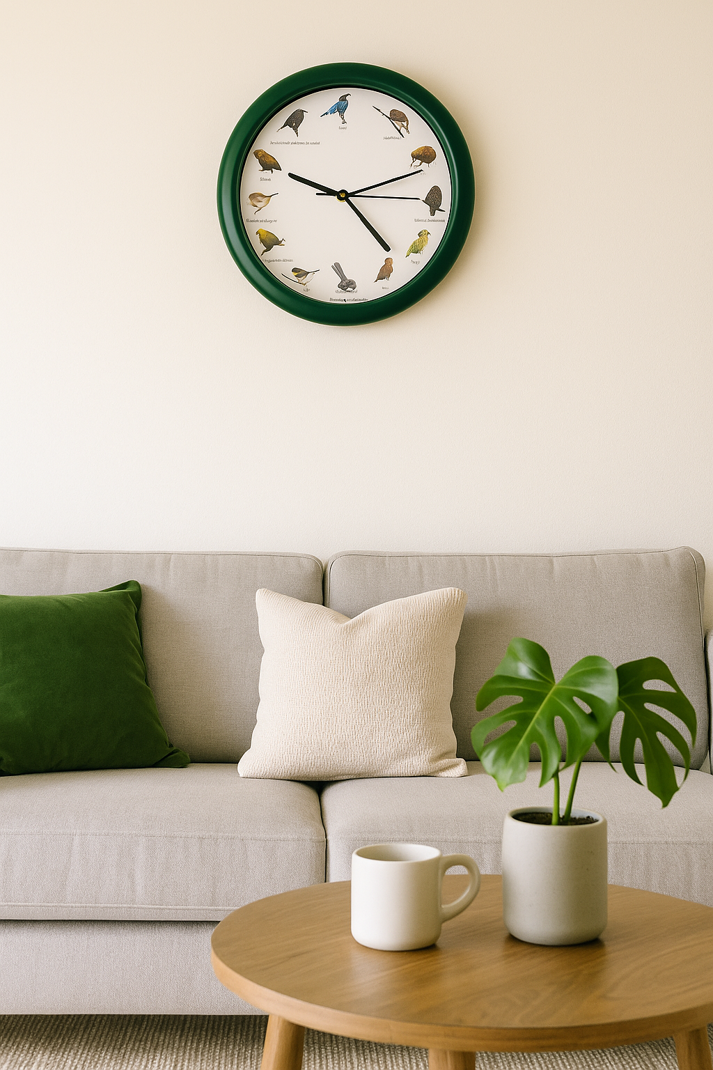 New Zealand Singing Bird 25cm Wall Clock - 12 Authentic Bird Calls