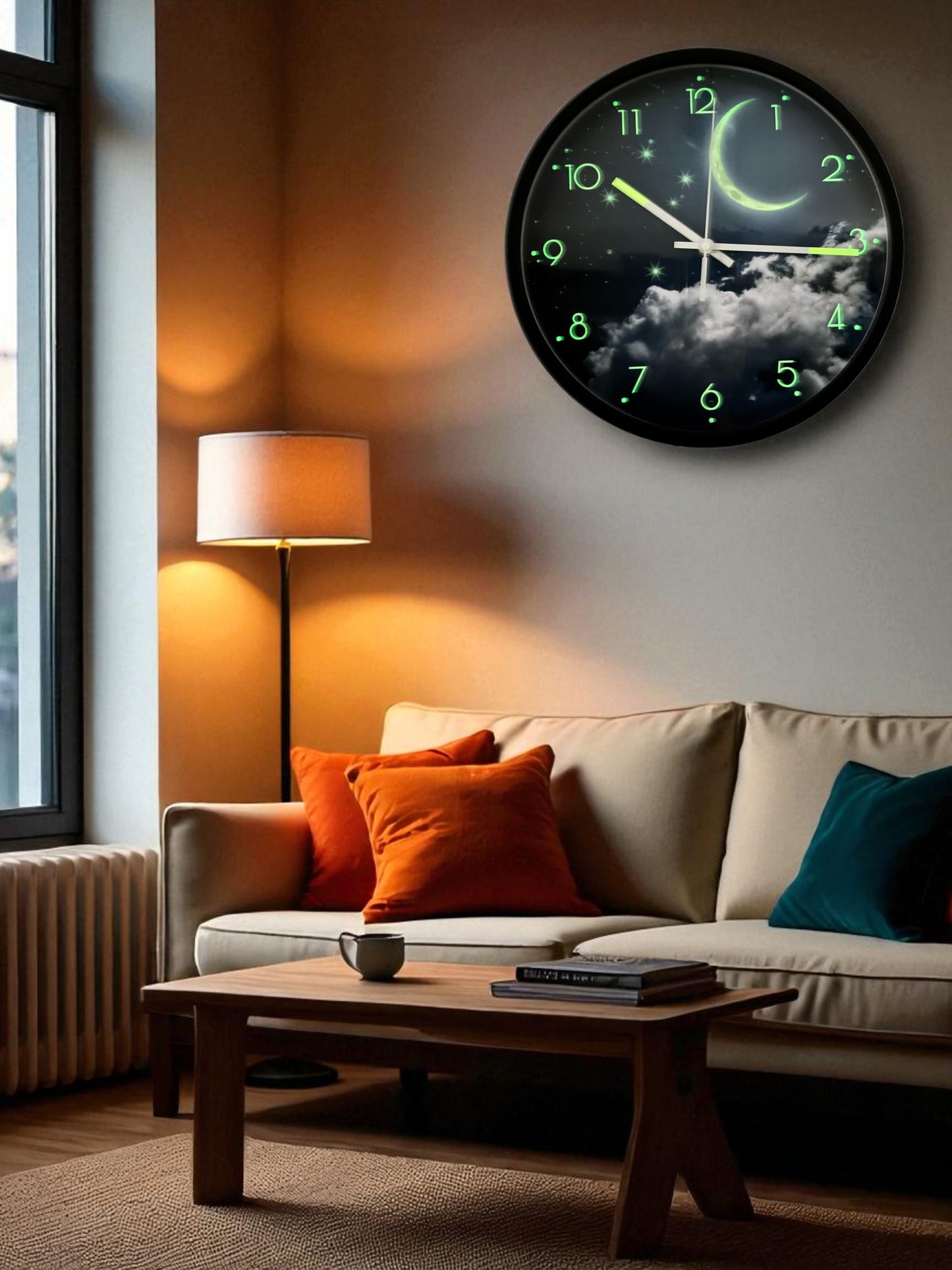 Southern Cross Night Light Wall Clock 30cm – Silent, Sound-Activated LED Night Clock