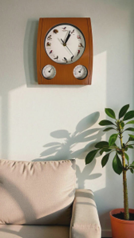Australian Bird Song 20cm Clock – 12 Hourly Calls Humidity & Temperature