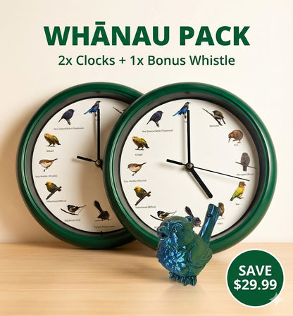New Zealand Singing Bird 25cm Wall Clock - 12 Authentic Bird Calls
